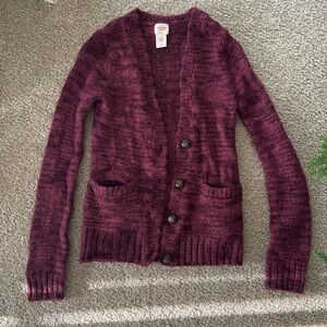 Mossimo Supply Co women’s burgundy cardigan w/ wooden buttons size medium
